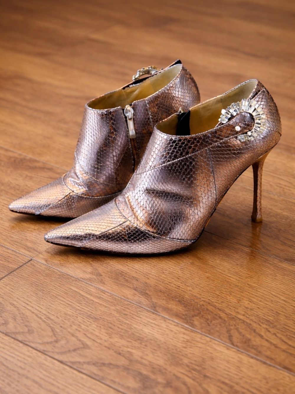 Jimmy Choo Pink Snakeskin Ankle Bling Boots 38/8 - Picture 3 of 14